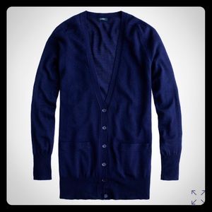J. Crew Classic Navy Merino Long Cardigan - Size Small